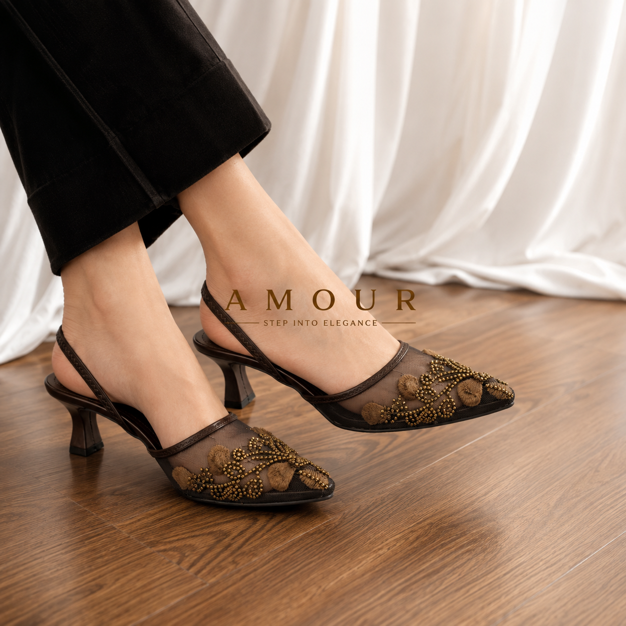 Amour Shoes WS33 Brown